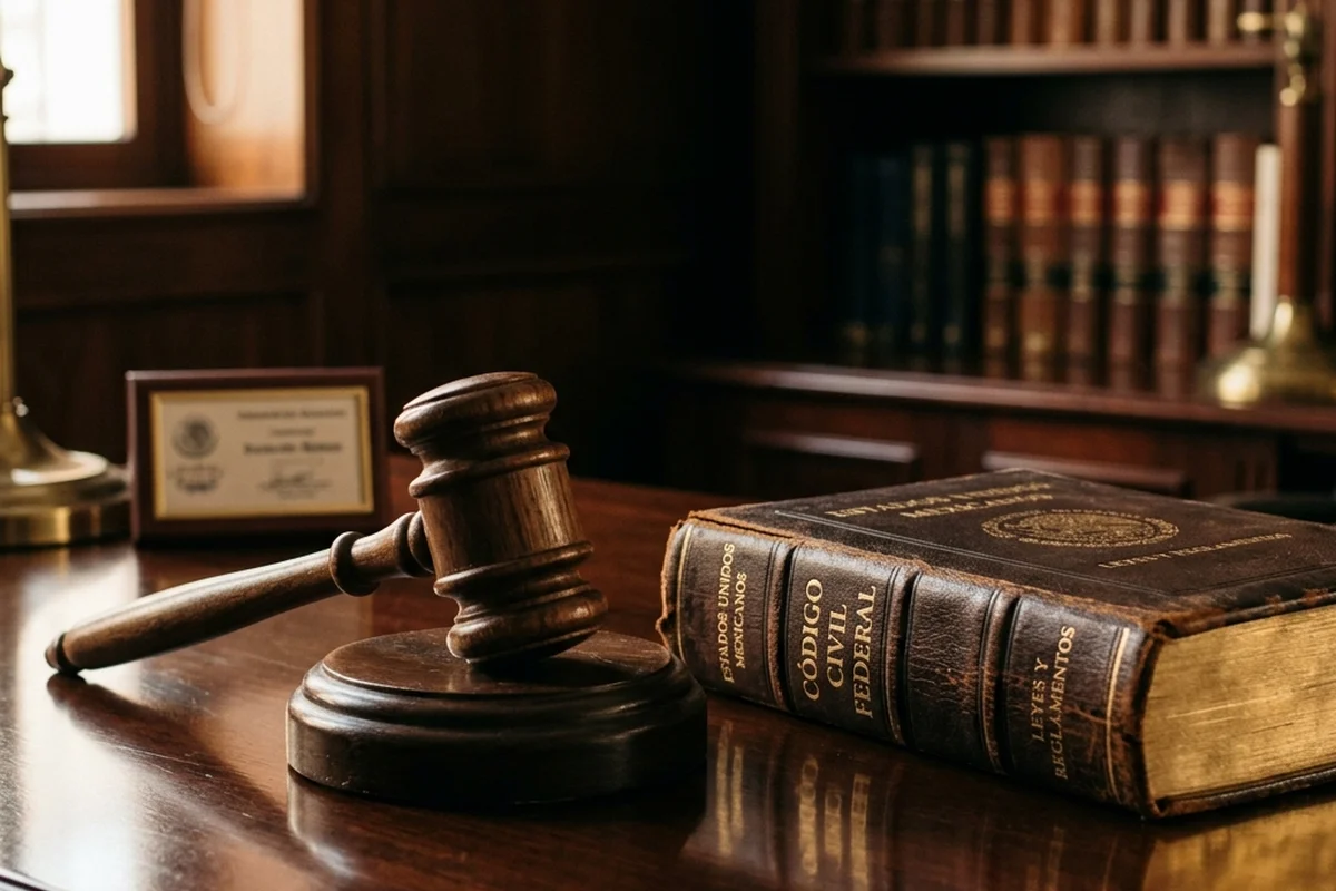 Gavel legal de madera y libro de leyes de la corte