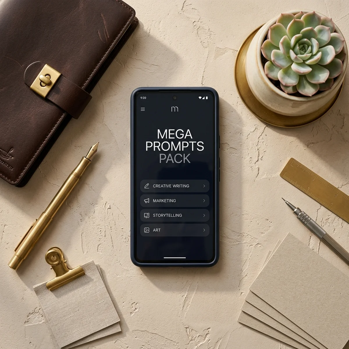 Mockup del Mega Pack de Prompts