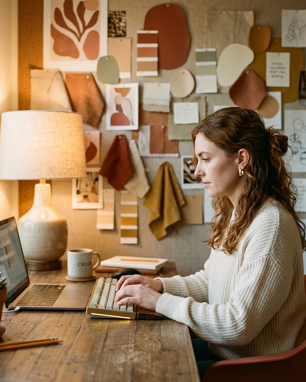 Creadora de contenido escribiendo prompts